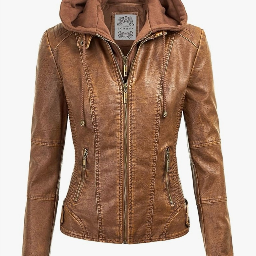 By Johnny Tan Vegan Leather Jacket with Hood